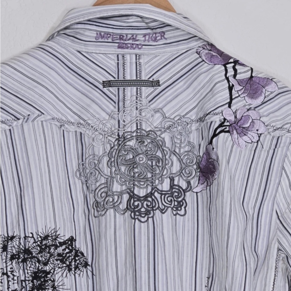 Johnny Was 3j Workshop Imperial Tiger Embroidered Button Down Floral Size M - Picture 3 of 8